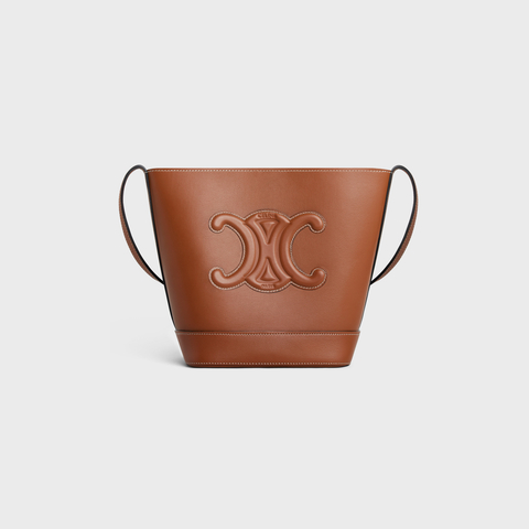 SMALL BUCKET CUIR TRIOMPHE IN SMOOTH CALFSKIN TAN